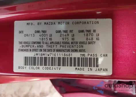 2014 Mazda Mazda3 I Grand Touring from USA, damaged, VIN JM1BM1W71E1118681